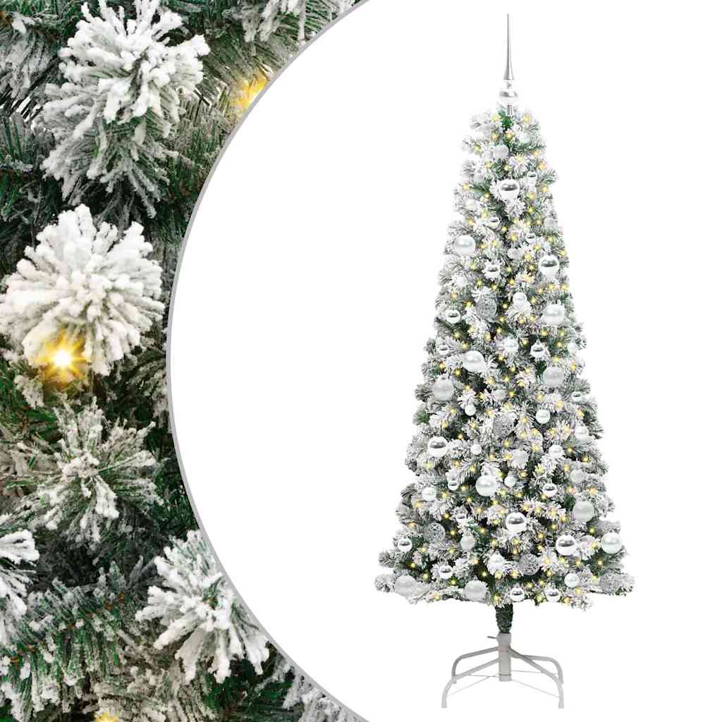 Artificial Hinged Christmas Tree Green and White 180 cm