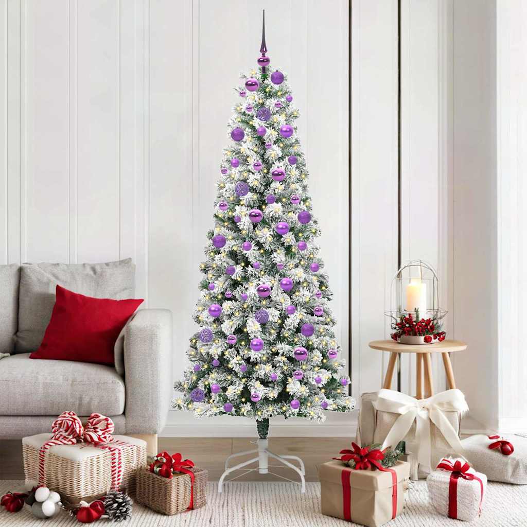 Artificial Hinged Christmas Tree Green and White 180 cm