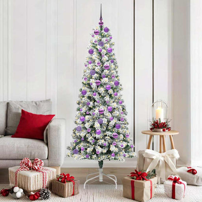 Artificial Hinged Christmas Tree Green and White 180 cm