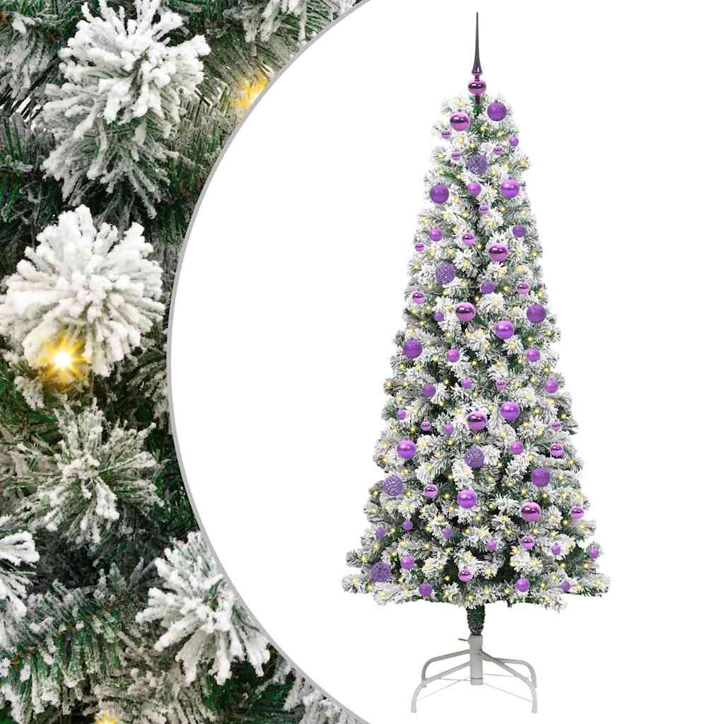Artificial Hinged Christmas Tree Green and White 180 cm