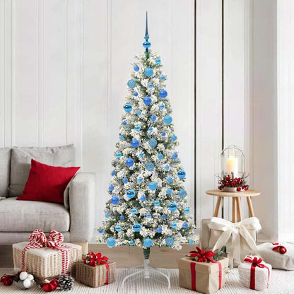 Artificial Hinged Christmas Tree Green and White 180 cm