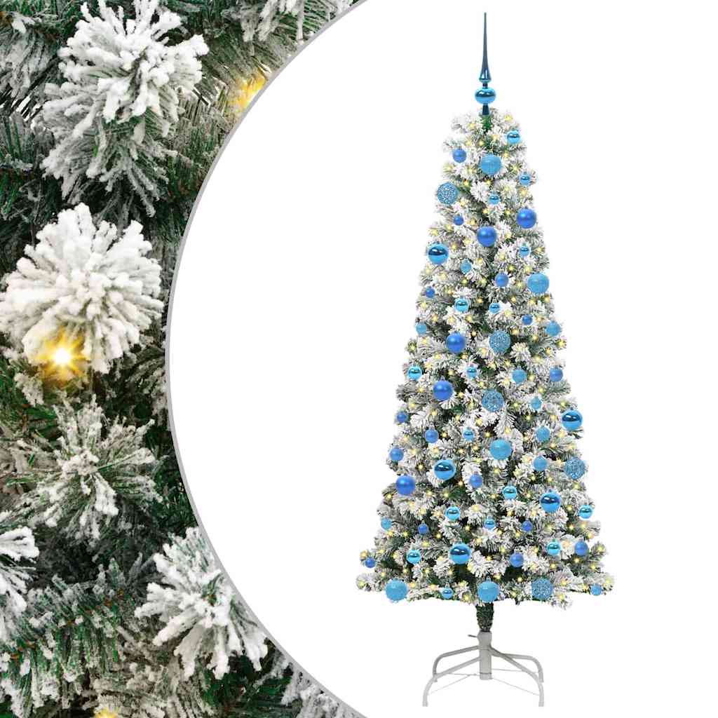 Artificial Hinged Christmas Tree Green and White 180 cm