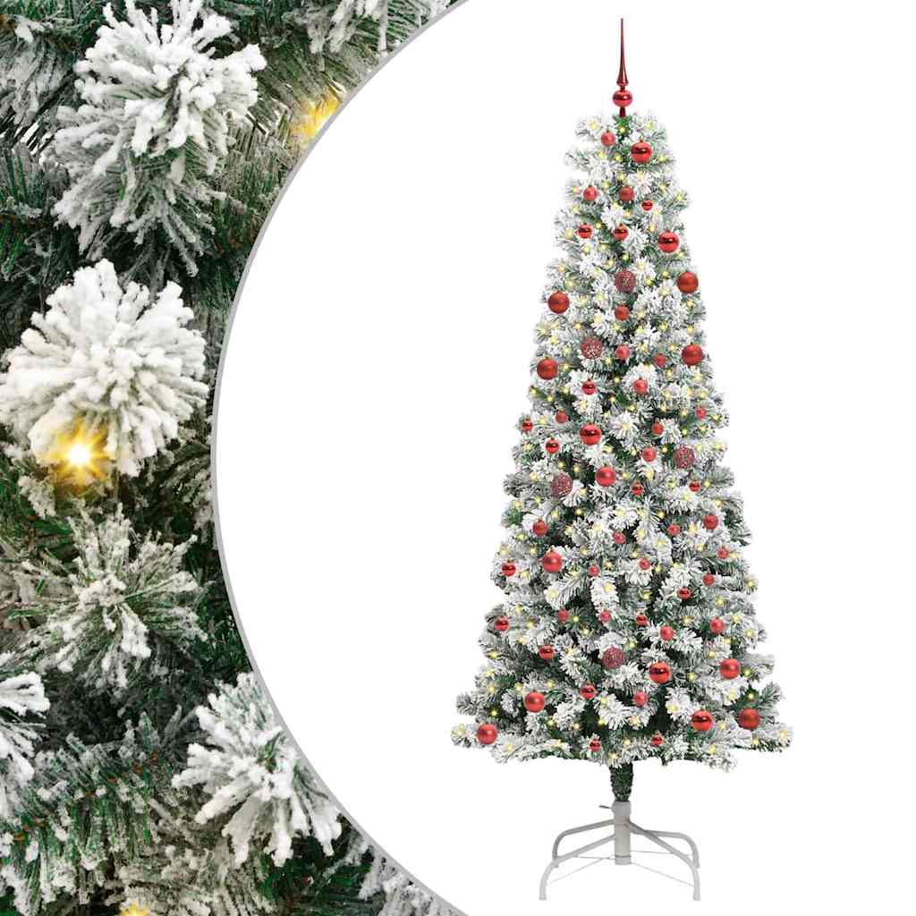 Artificial Hinged Christmas Tree Green and White 210 cm