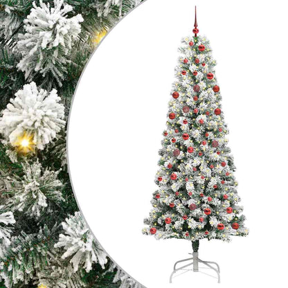 Artificial Hinged Christmas Tree Green and White 210 cm
