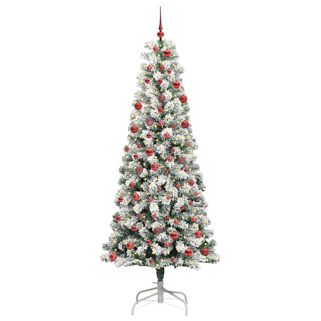 Artificial Hinged Christmas Tree Green and White 210 cm