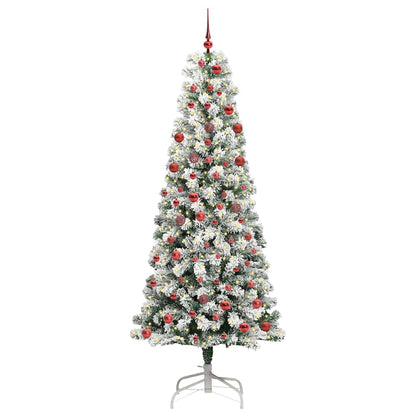Artificial Hinged Christmas Tree Green and White 210 cm