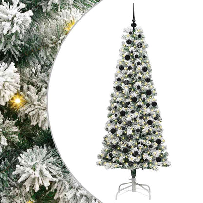 Artificial Hinged Christmas Tree Green and White 210 cm