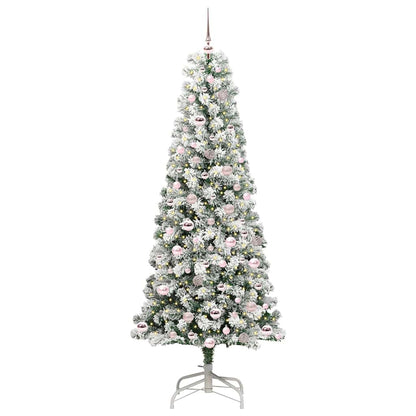 Artificial Hinged Christmas Tree Green and White 210 cm