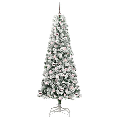 Artificial Hinged Christmas Tree Green and White 210 cm