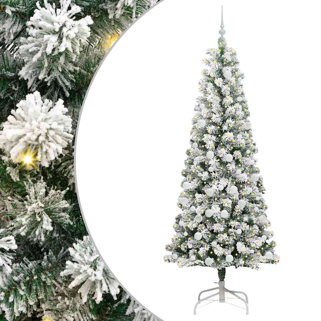 Artificial Hinged Christmas Tree Green and White 210 cm