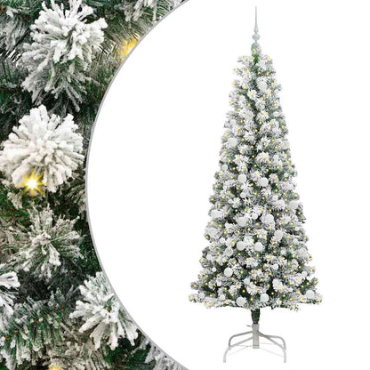 Artificial Hinged Christmas Tree Green and White 210 cm