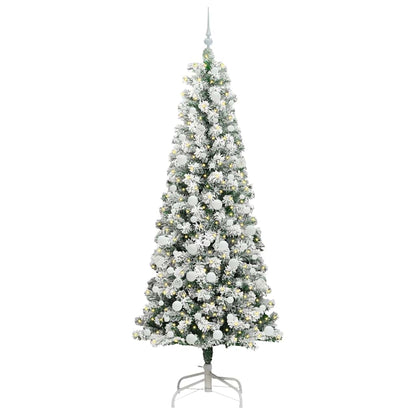 Artificial Hinged Christmas Tree Green and White 210 cm