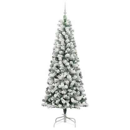 Artificial Hinged Christmas Tree Green and White 210 cm