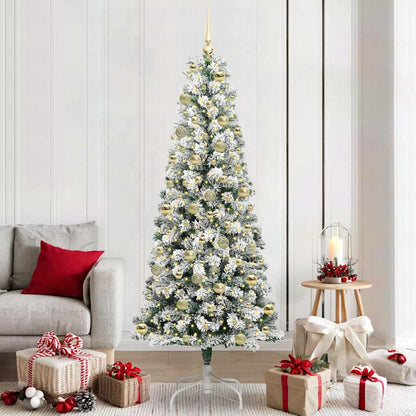 Artificial Hinged Christmas Tree Green and White 210 cm