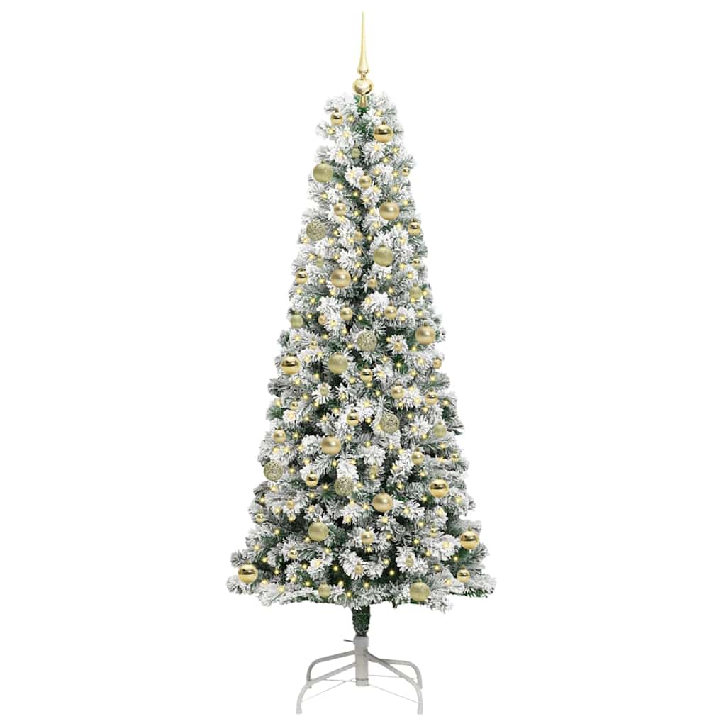 Artificial Hinged Christmas Tree Green and White 210 cm