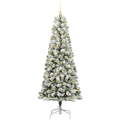 Artificial Hinged Christmas Tree Green and White 210 cm