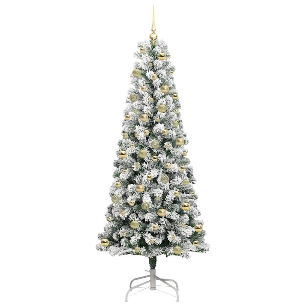 Artificial Hinged Christmas Tree Green and White 210 cm
