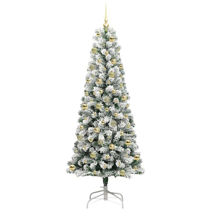 Artificial Hinged Christmas Tree Green and White 210 cm