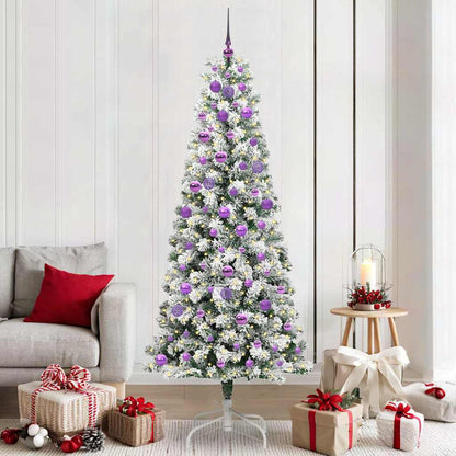 Artificial Hinged Christmas Tree Green and White 210 cm
