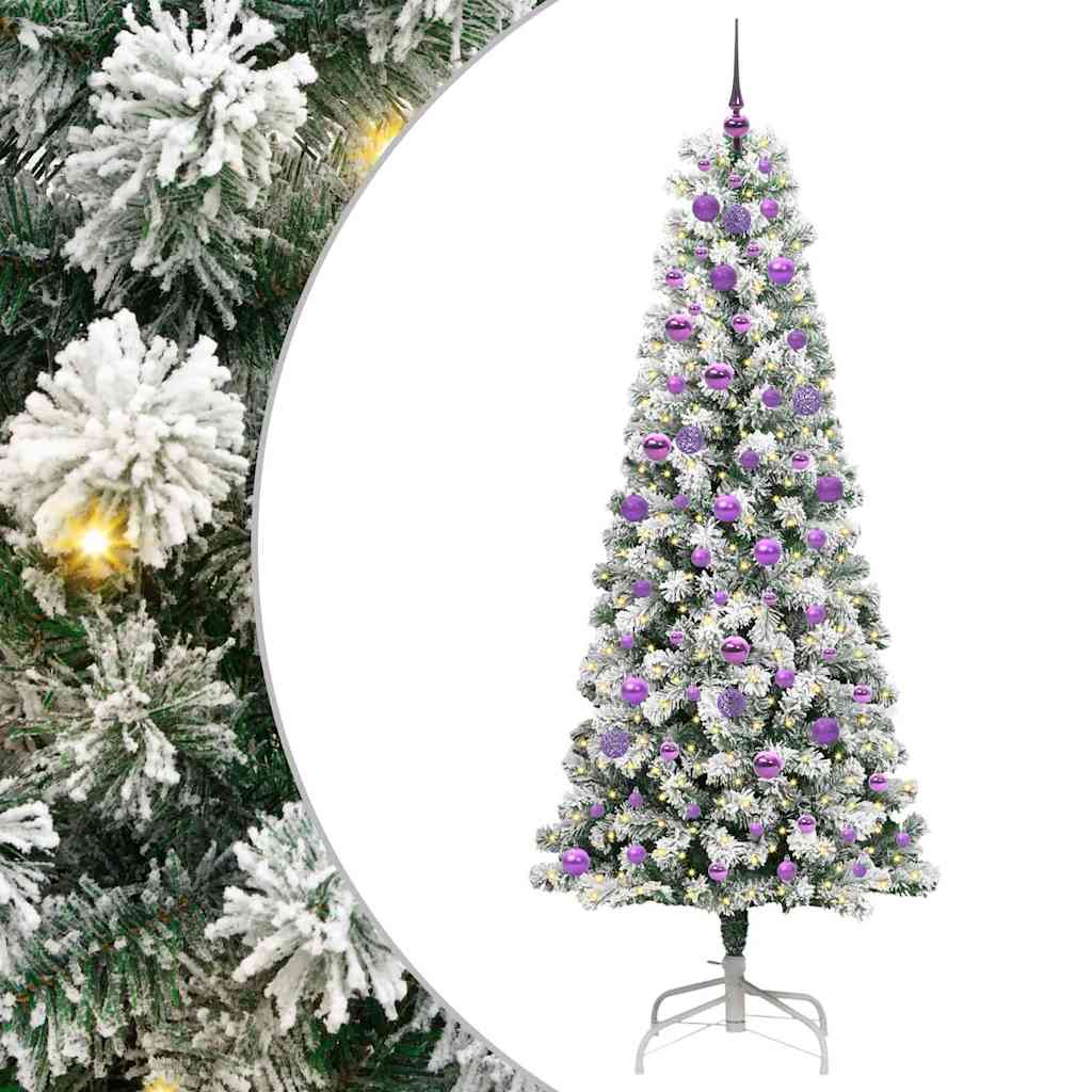 Artificial Hinged Christmas Tree Green and White 210 cm