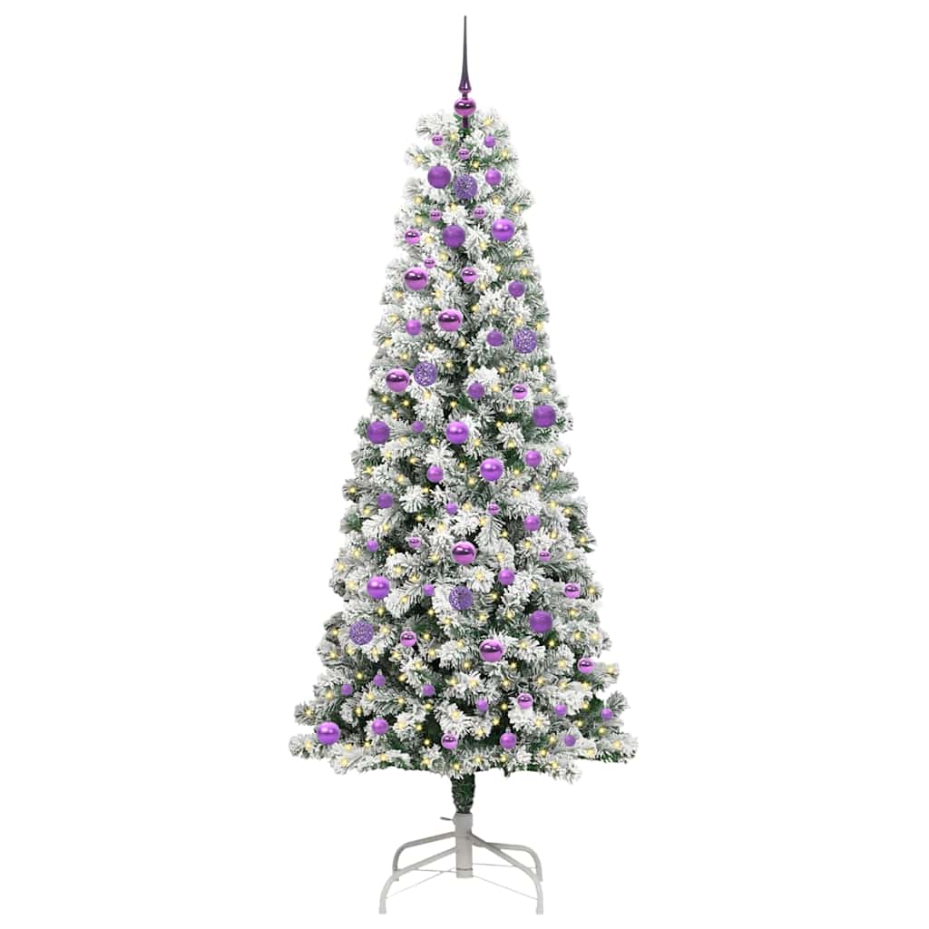 Artificial Hinged Christmas Tree Green and White 210 cm