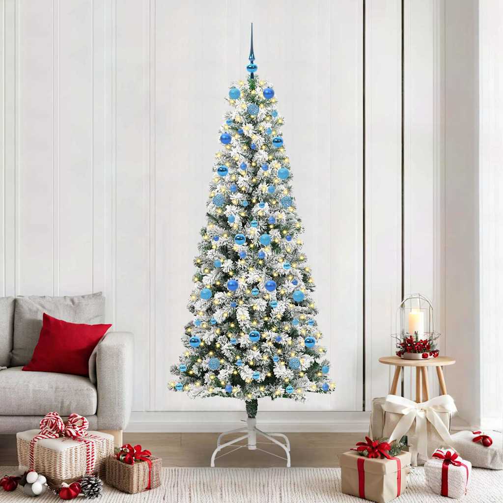 Artificial Hinged Christmas Tree Green and White 210 cm