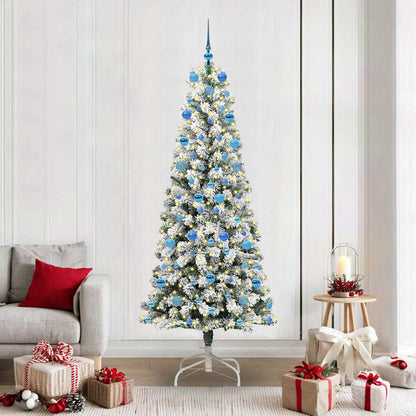 Artificial Hinged Christmas Tree Green and White 210 cm