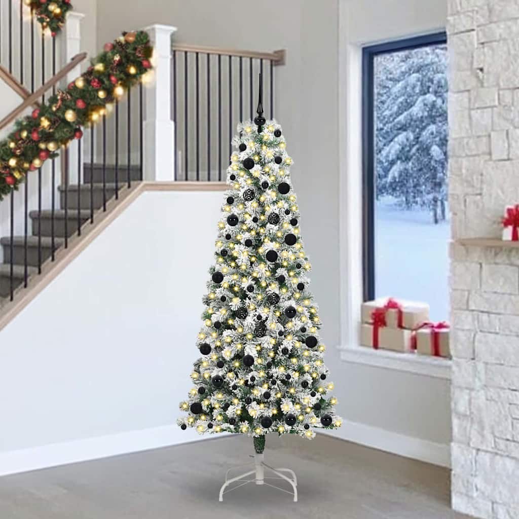 Artificial Hinged Christmas Tree Green and White 240 cm
