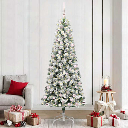 Artificial Hinged Christmas Tree Green and White 240 cm
