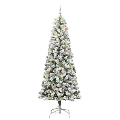 Artificial Hinged Christmas Tree Green and White 240 cm