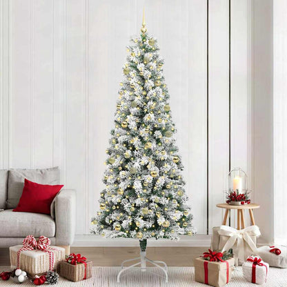 Artificial Hinged Christmas Tree Green and White 240 cm