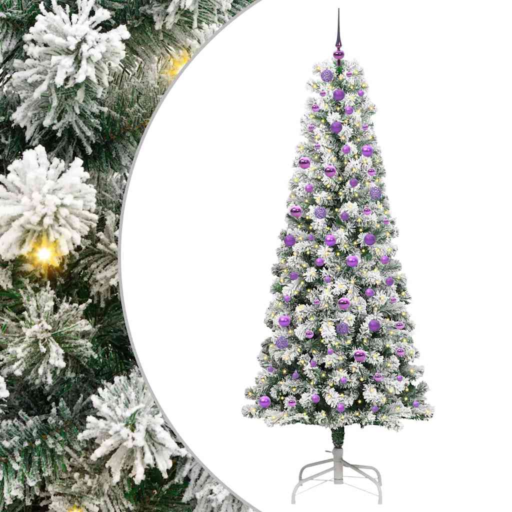 Artificial Hinged Christmas Tree Green and White 240 cm