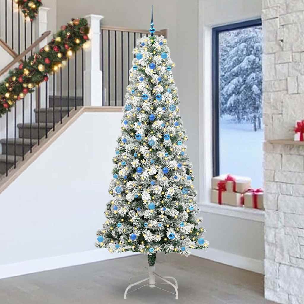 Artificial Hinged Christmas Tree Green and White 240 cm