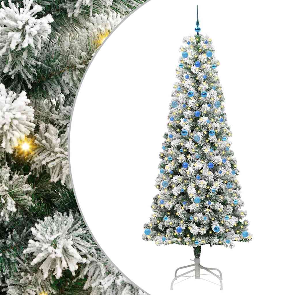 Artificial Hinged Christmas Tree Green and White 240 cm