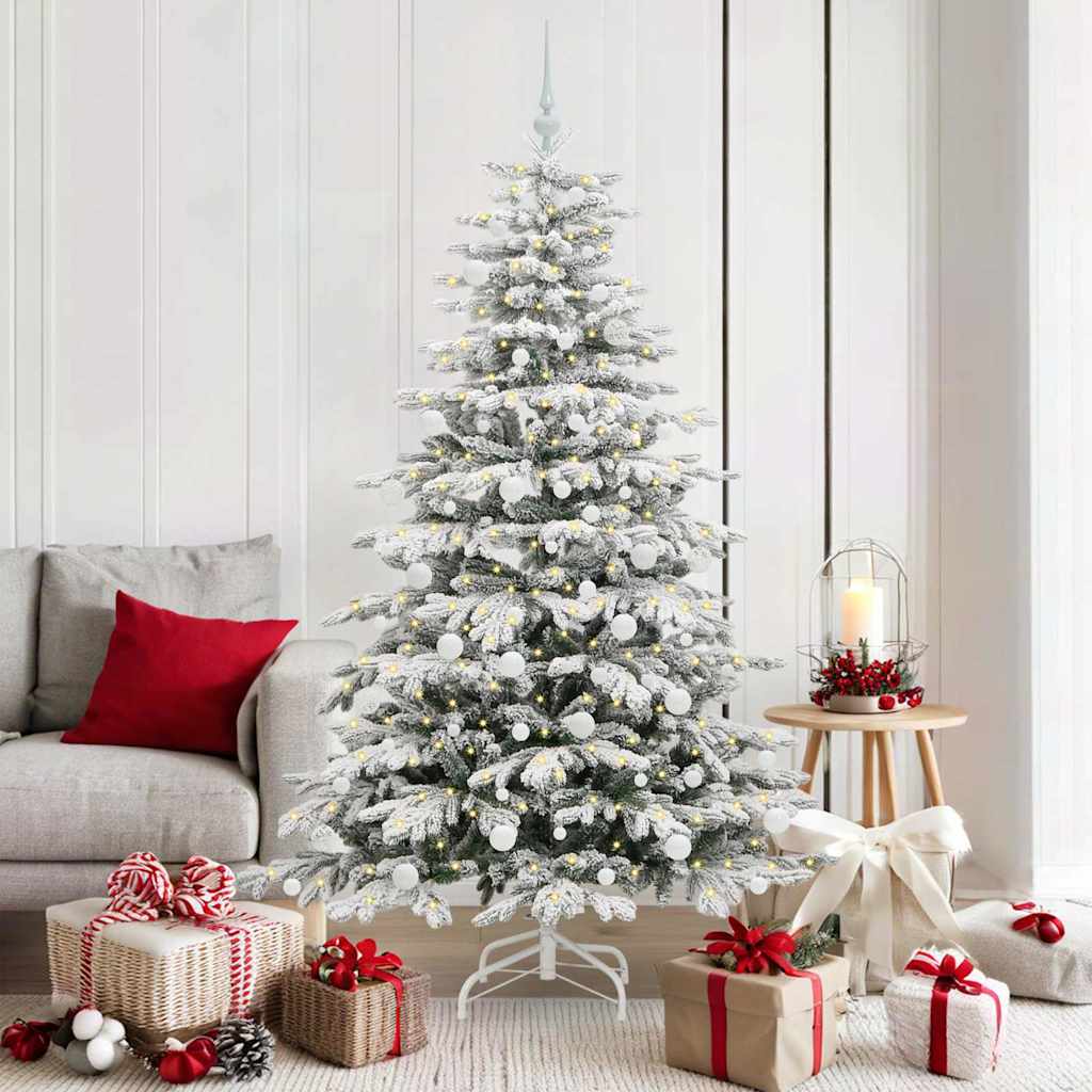 Artificial Hinged Christmas Tree White 180 cm PE and PVC