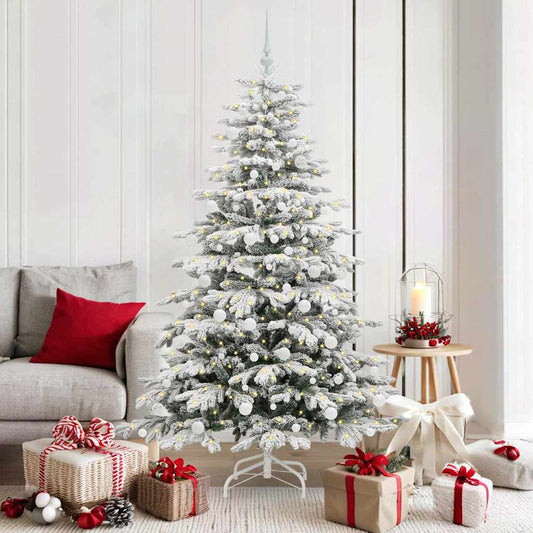 Artificial Hinged Christmas Tree White 180 cm PE and PVC