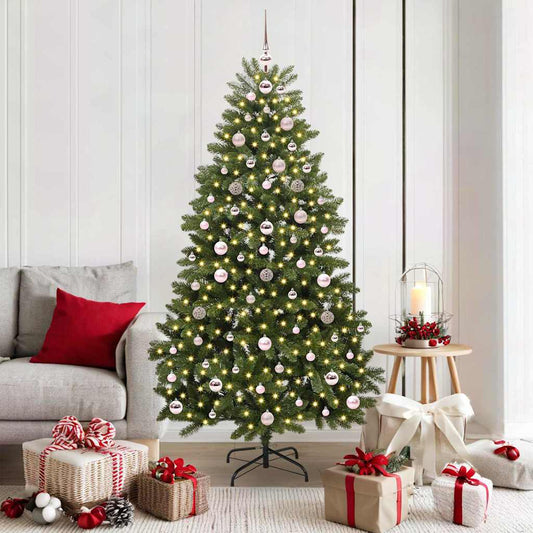 Artificial Hinged Christmas Tree 180 cm 300 LEDs Warm White PVC