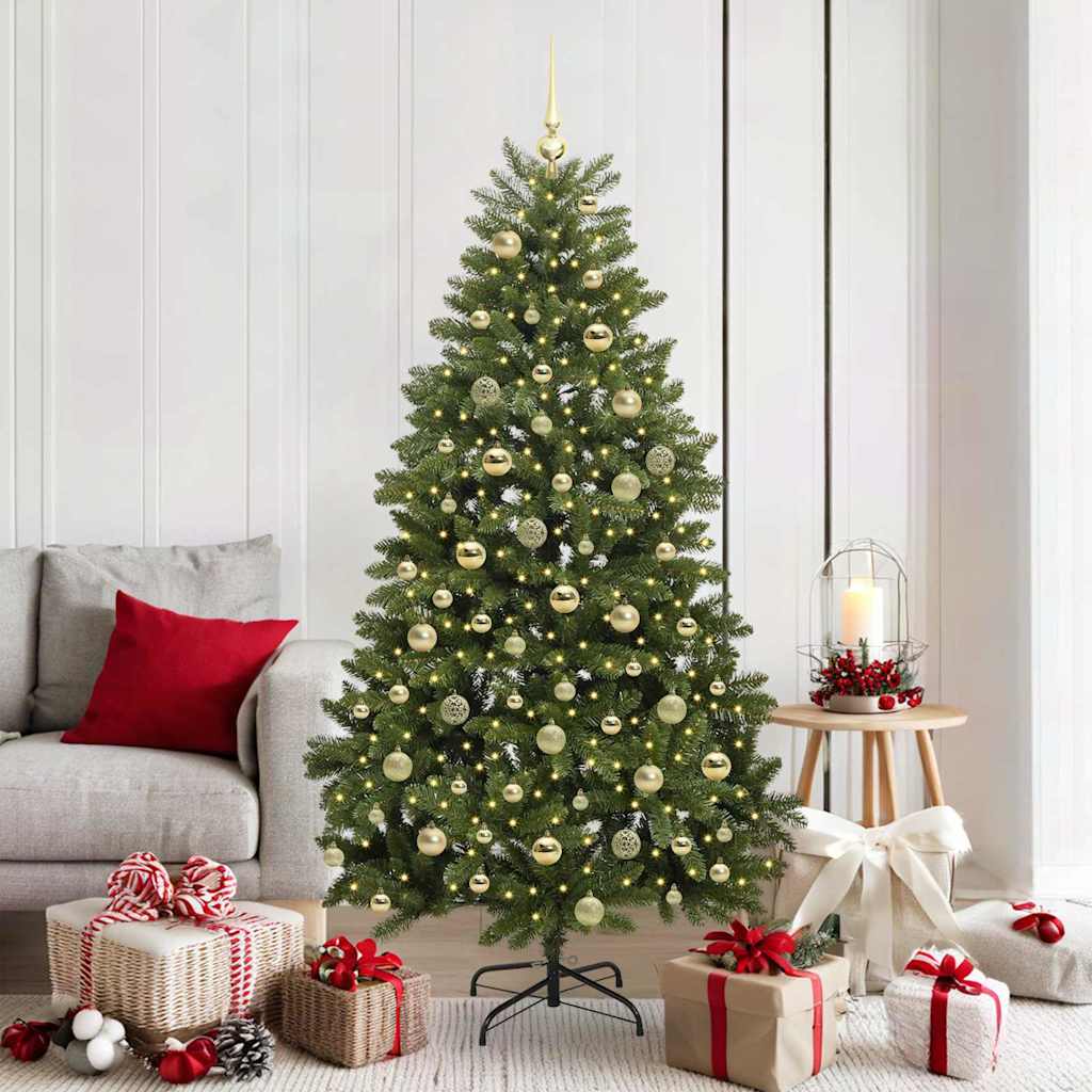 Artificial Hinged Christmas Tree 180 cm 300 LEDs Warm White PVC