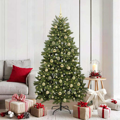 Artificial Hinged Christmas Tree 180 cm 300 LEDs Warm White PVC
