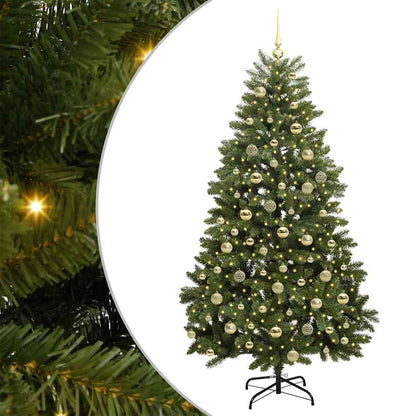 Artificial Hinged Christmas Tree 180 cm 300 LEDs Warm White PVC