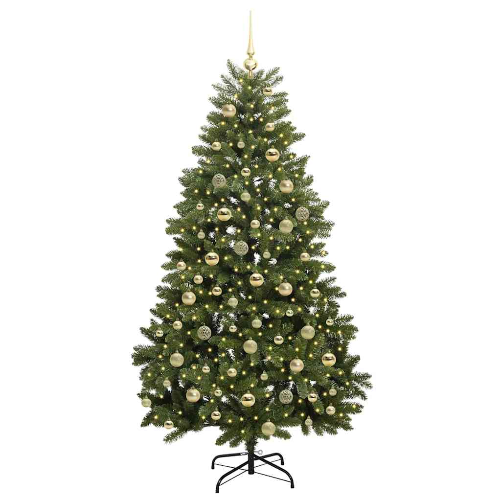 Artificial Hinged Christmas Tree 180 cm 300 LEDs Warm White PVC