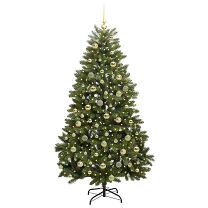 Artificial Hinged Christmas Tree 180 cm 300 LEDs Warm White PVC
