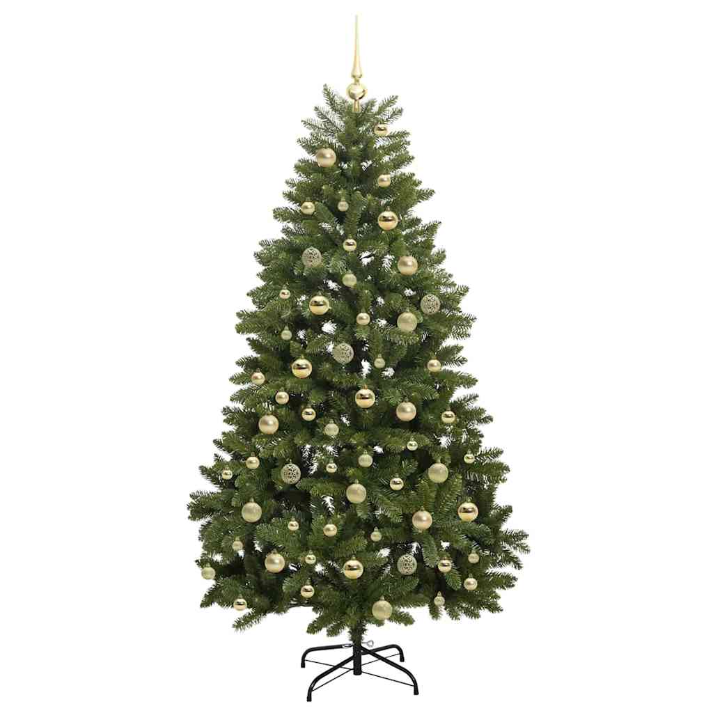 Artificial Hinged Christmas Tree 180 cm 300 LEDs Warm White PVC