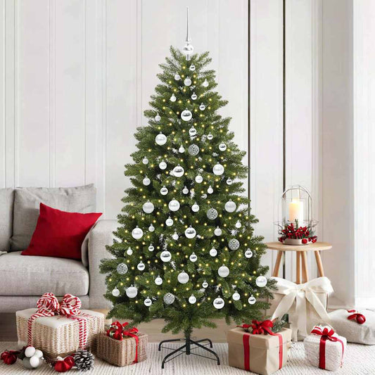 Artificial Hinged Christmas Tree 180 cm 300 LEDs Warm White PVC