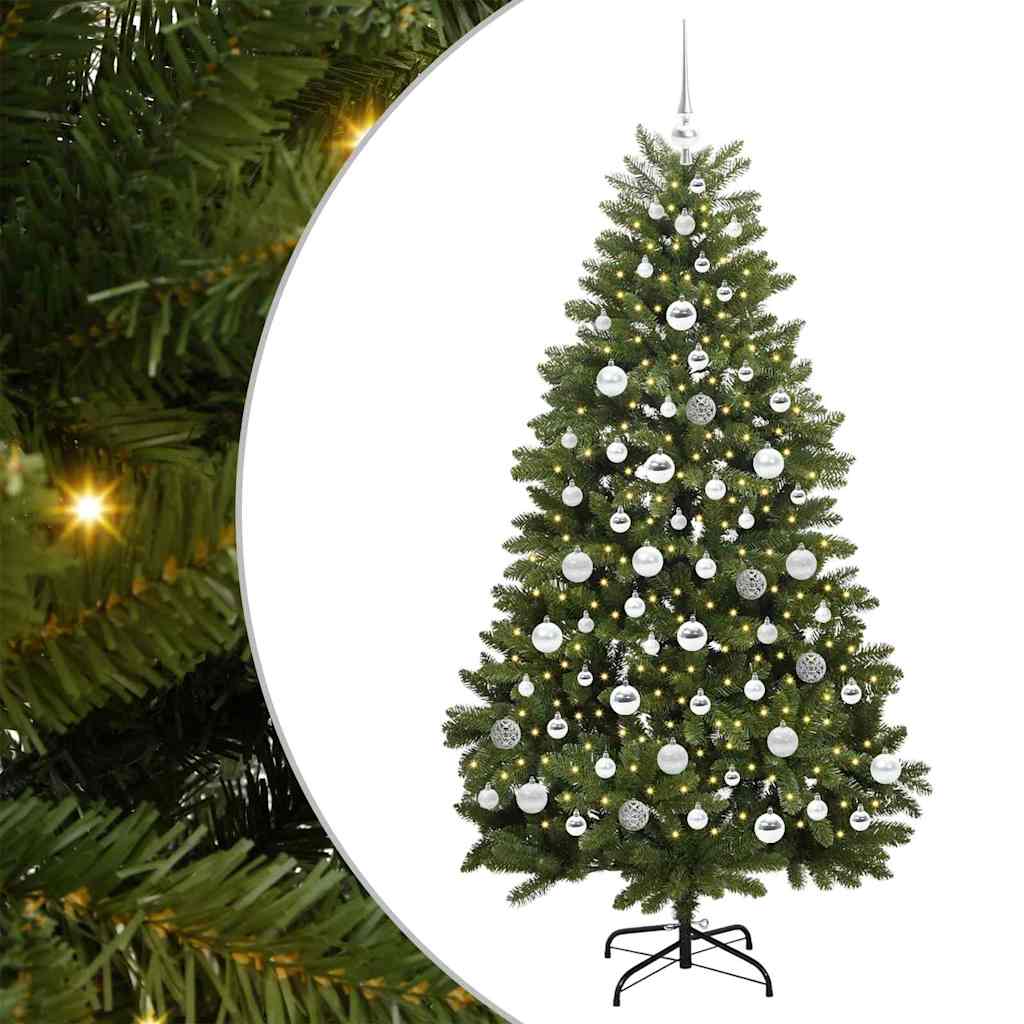 Artificial Hinged Christmas Tree 180 cm 300 LEDs Warm White PVC