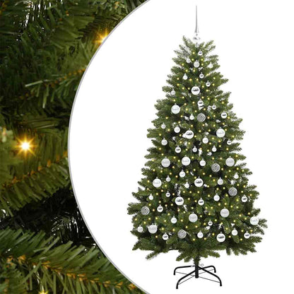 Artificial Hinged Christmas Tree 180 cm 300 LEDs Warm White PVC