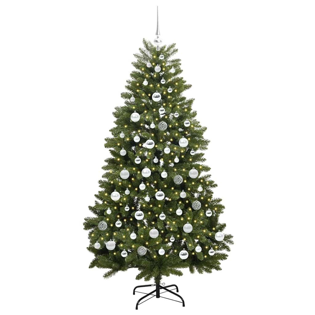 Artificial Hinged Christmas Tree 180 cm 300 LEDs Warm White PVC