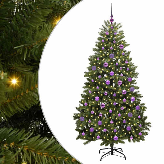 Artificial Hinged Christmas Tree 180 cm 300 LEDs Warm White PVC