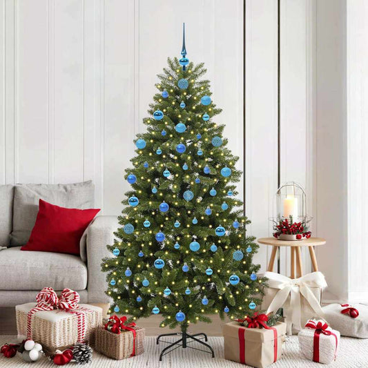 Artificial Hinged Christmas Tree 180 cm 300 LEDs Warm White PVC