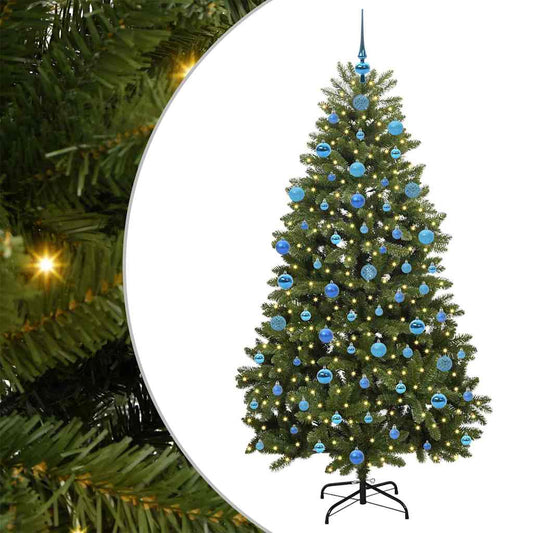 Artificial Hinged Christmas Tree 180 cm 300 LEDs Warm White PVC